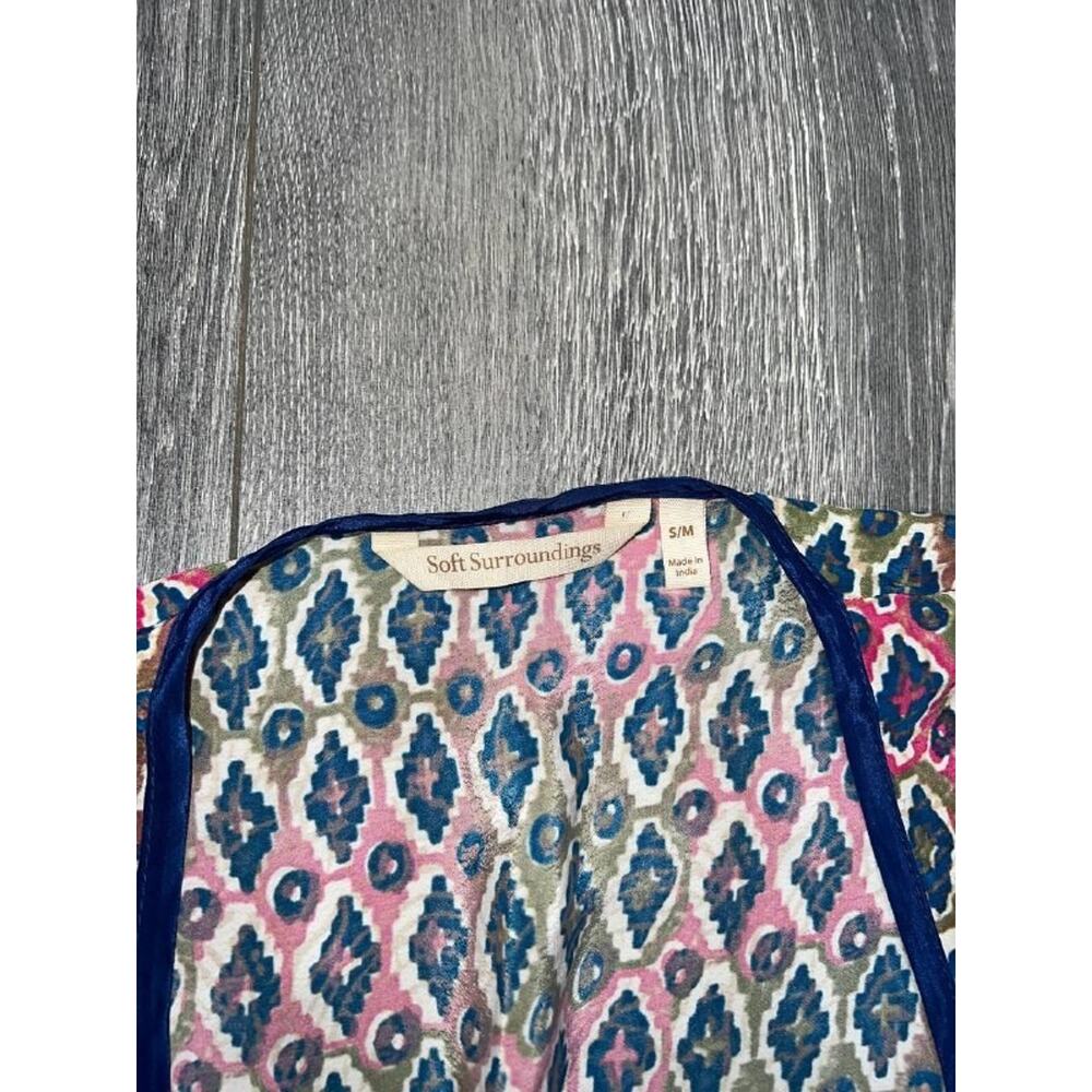 Soft Surroundings Alina Cocoon top silky boho Topper Multi Ikat S/M A007091 - Picture 5 of 8